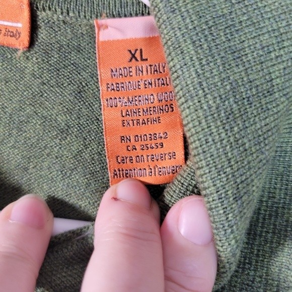 Mens Sette Ponti 100% Merino Wool Green Sweater Small hole/snag Size XL - Picture 4 of 8